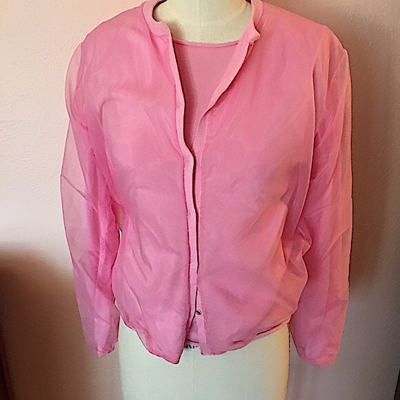 Vintage 90 Y2K gentryportofino Unique Barbiecore Retro Pink Cardigan Sweater Set - Picture 3 of 16